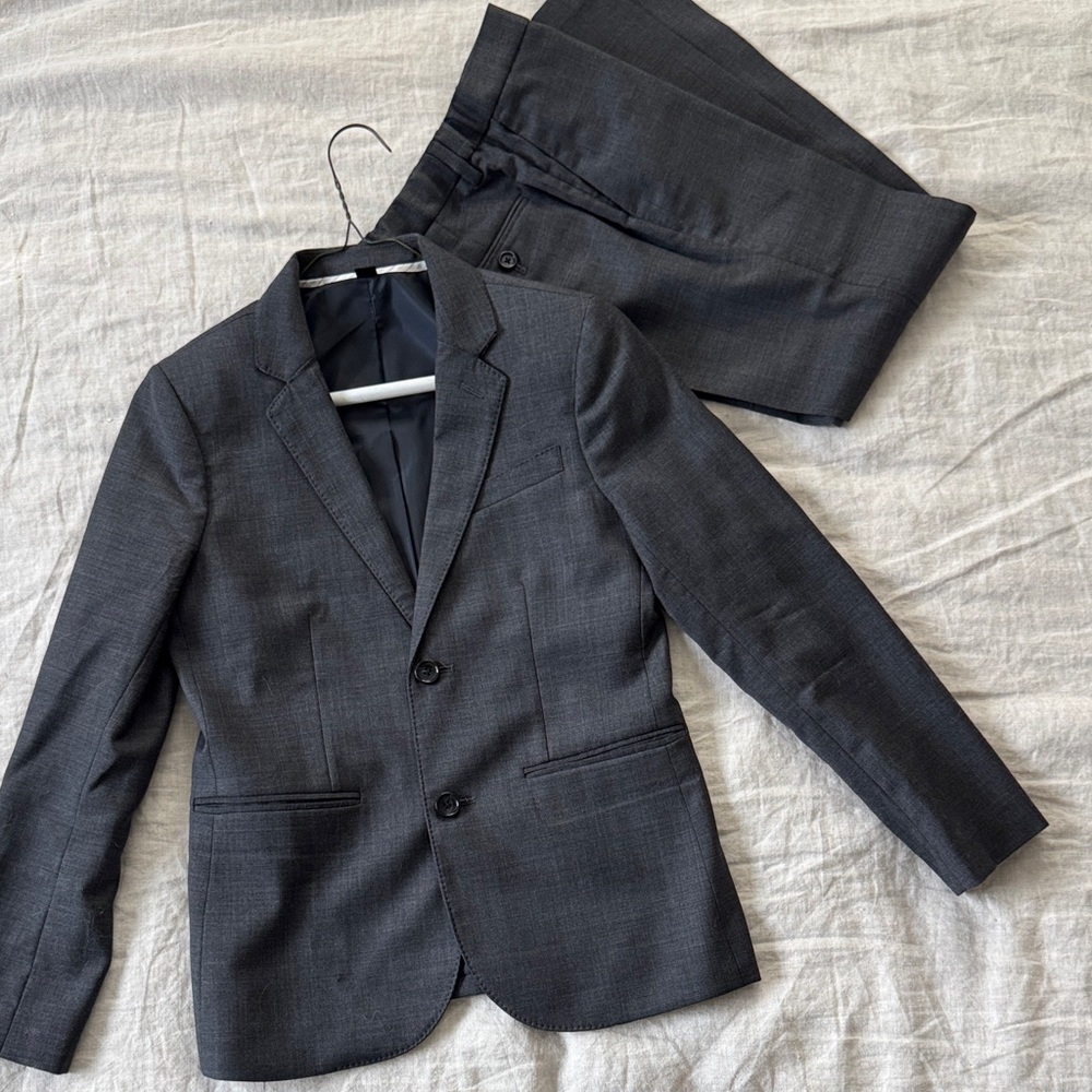 J. Crew Kids Boys Ludlow Wool blend Gray Suit, 10 pant/ 12 jacket